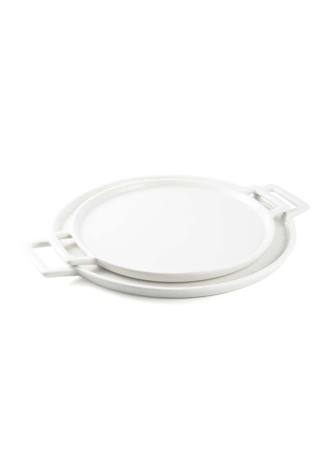 Ivory Porcelain Pizza Plate with Handle 13x10 cm