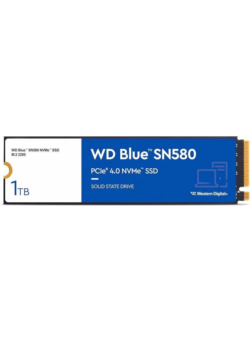 SN580 NVMe M.2 2280 Internal SSD, 1TB Capacity, 4150Mbps Sequential Read & Write, 600 TBW Endurance, PCIe Gen4 x4 Interface, Blue | ‎WDS100T3B0E 1 TB
