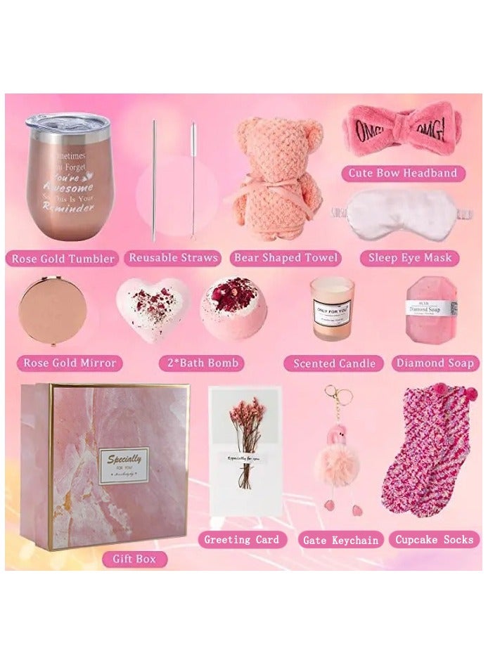 Gifts Basket for Women - Birthday Gift Box Set Contains 13 Items Inspirational Gift,Relaxing Spa Care Package for Women Friendship,Friend Gifts for Women