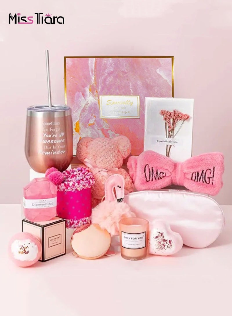 Gifts Basket for Women - Birthday Gift Box Set Contains 13 Items Inspirational Gift,Relaxing Spa Care Package for Women Friendship,Friend Gifts for Women