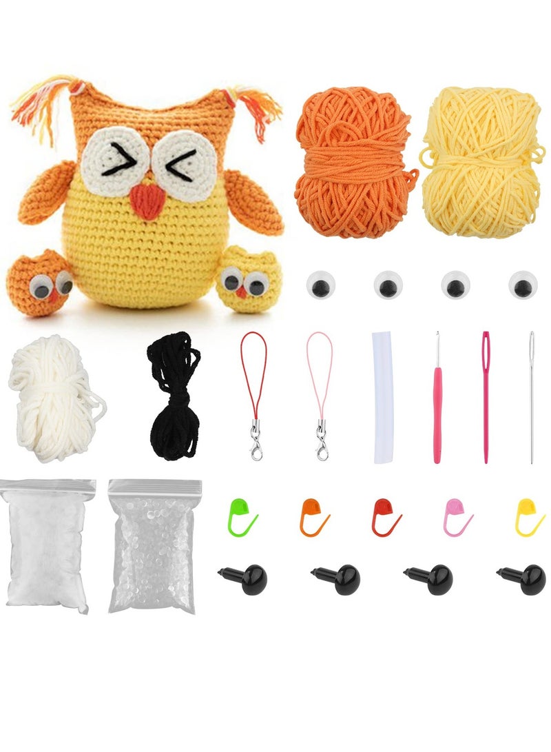 Beginner Friendly Crochet Kit to Make Cute Owls with Yarn and Hooks Included