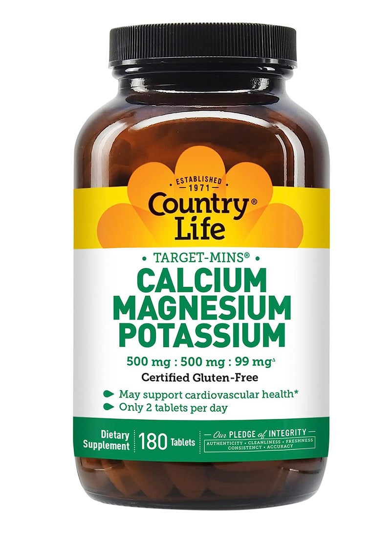 Target Mins Calcium Magnesium Potassium 500 Mg 500 Mg 99 Mg 180 Tablet