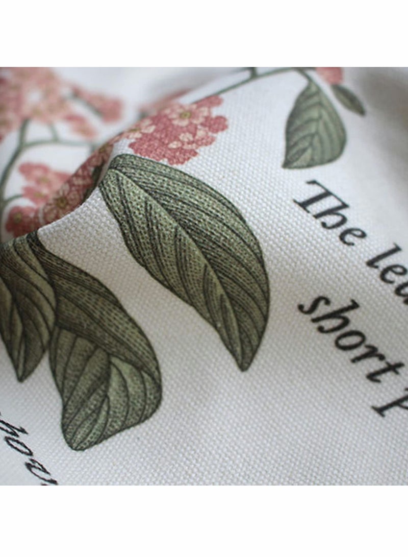 Printed Vintage Jute Bag Shopping Canvas Bag Women One Shoulder Fabric Bag Reusable Grocery Bag