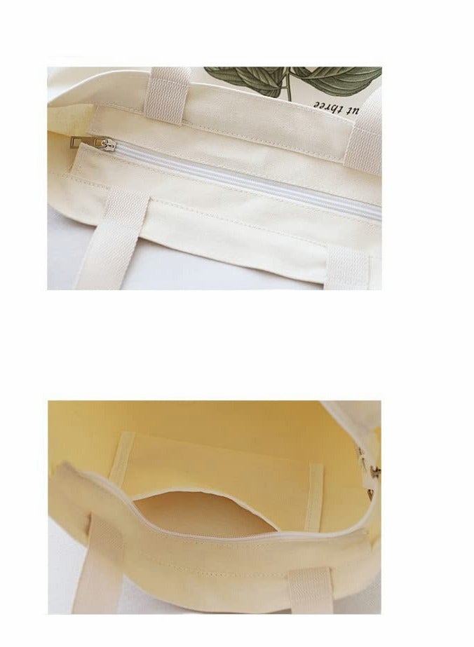 Printed Vintage Jute Bag Shopping Canvas Bag Women One Shoulder Fabric Bag Reusable Grocery Bag