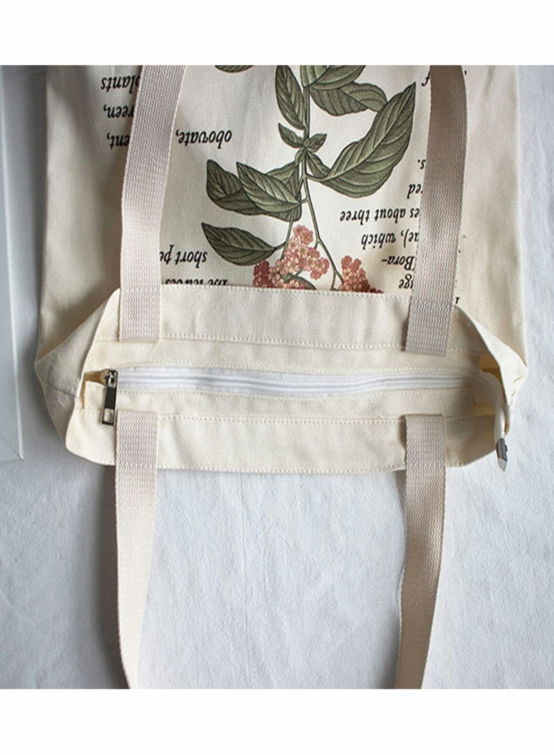Printed Vintage Jute Bag Shopping Canvas Bag Women One Shoulder Fabric Bag Reusable Grocery Bag