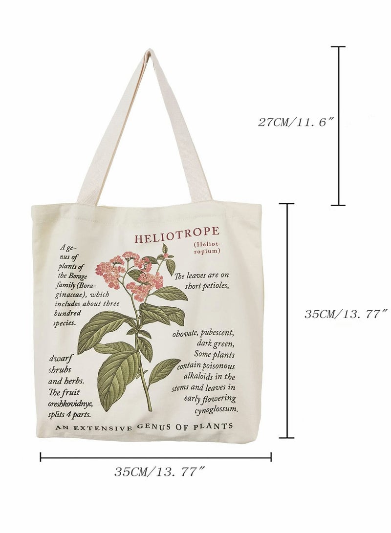 Printed Vintage Jute Bag Shopping Canvas Bag Women One Shoulder Fabric Bag Reusable Grocery Bag