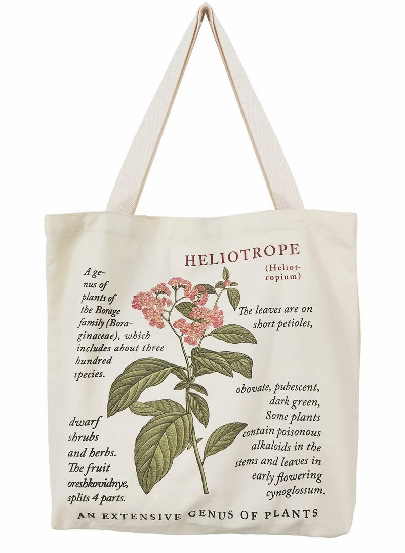 Printed Vintage Jute Bag Shopping Canvas Bag Women One Shoulder Fabric Bag Reusable Grocery Bag
