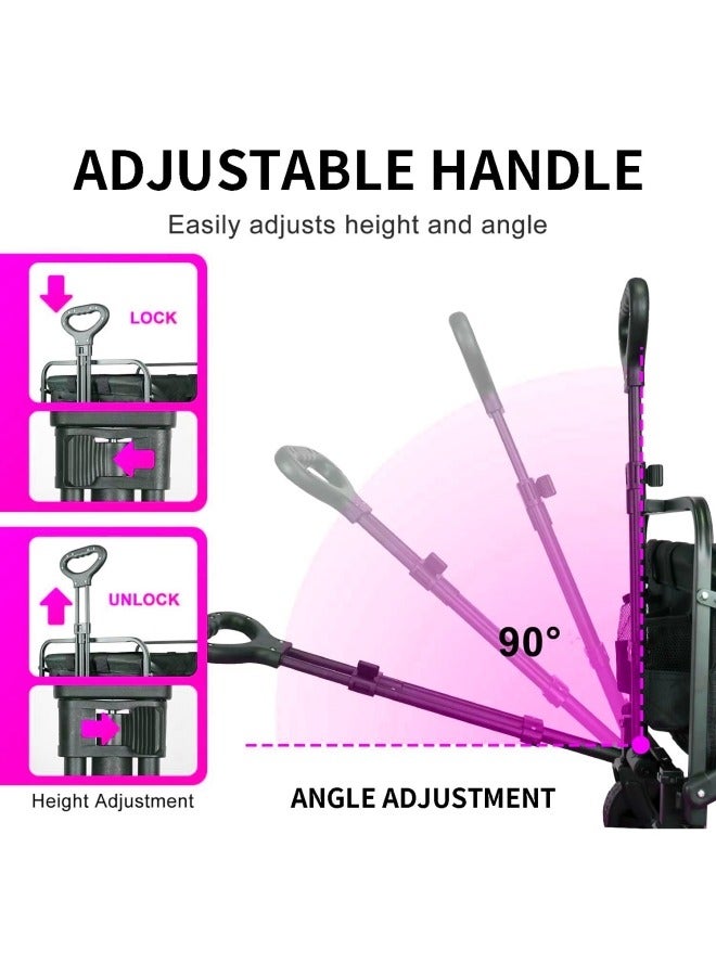 Folding Wagons with Wheels Collapsible, Multi Use Utility Cart with Wheels, Rolling Beach Cart, Shopping Cart Trolley Foldable