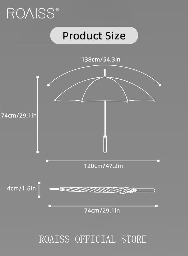 Business Elite Straight Long Handle Umbrella for Men 8 Rib Reinforced Fiber Skeleton Golf Umbrella 47.2 Inch Enlarge Umbrella Cover Dual Purpose Umbrella for Sun and Rain Protection UPF50+