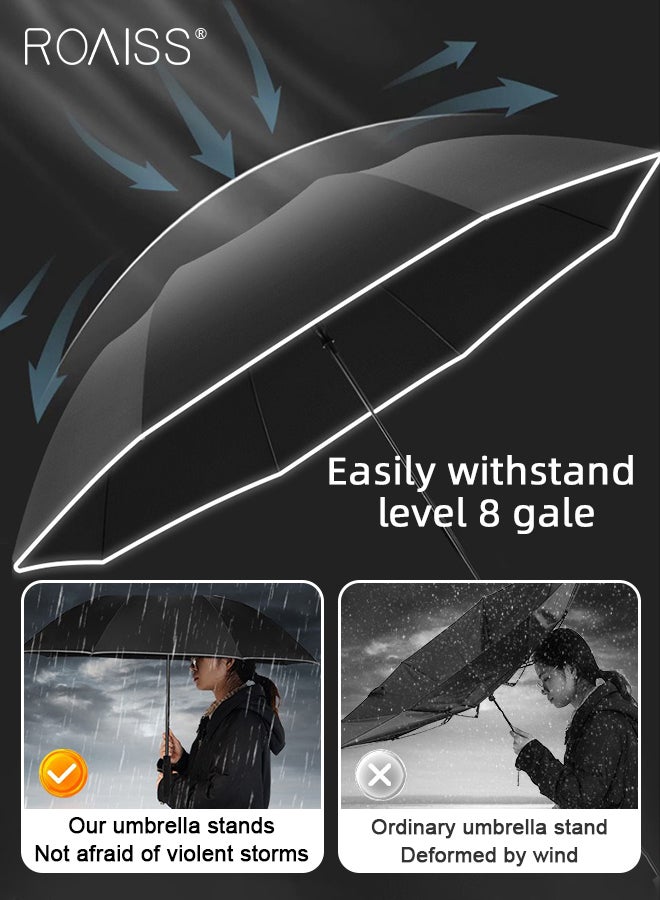 Business Elite Straight Long Handle Umbrella for Men 8 Rib Reinforced Fiber Skeleton Golf Umbrella 47.2 Inch Enlarge Umbrella Cover Dual Purpose Umbrella for Sun and Rain Protection UPF50+