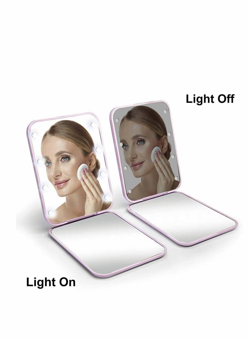 Compact Mirror Magnifying Mirror with Light 1x/2x Handheld 2-Sided Magnetic Switch Fold Mirror Small Travel Makeup Mirror Pocket Mirror for Handbag Purse Gifts for Girls