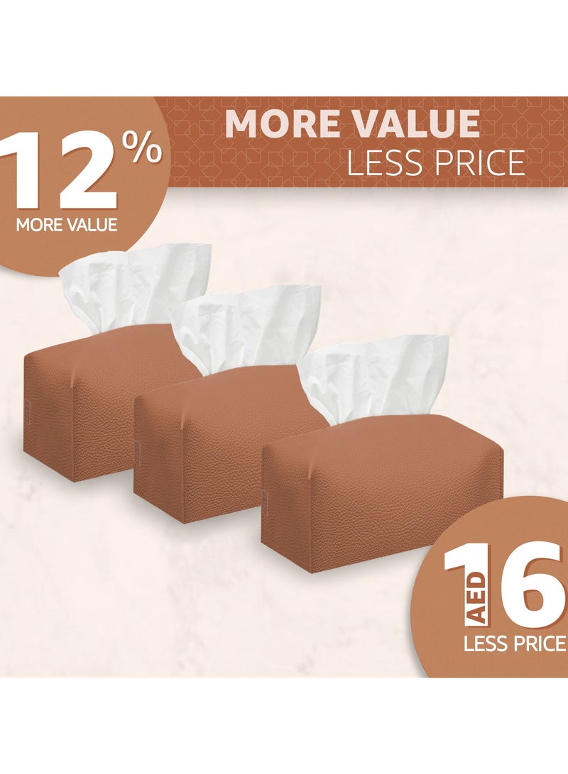 Leather Tissue Box Cover (Caramel | Offer Pack of 3)