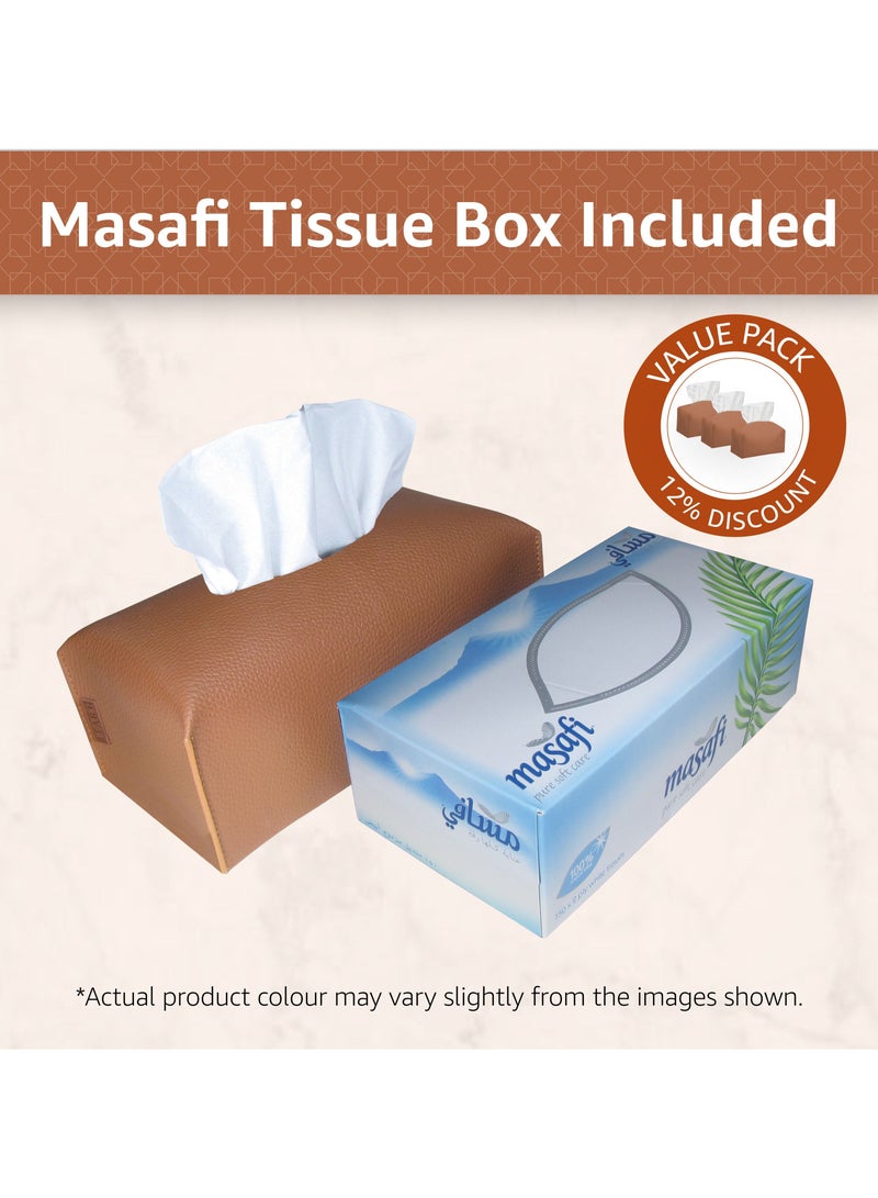 Leather Tissue Box Cover (Caramel | Offer Pack of 3)