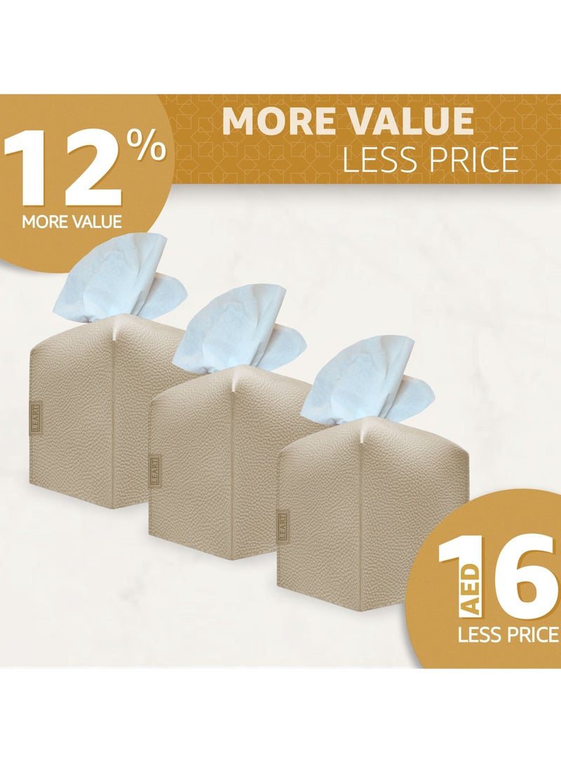 Leather Tissue Box Cover (Camel | Offer Pack of 3)