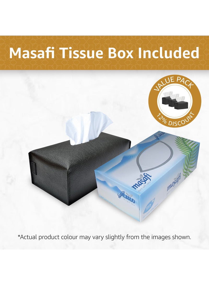 Leather Tissue Box Cover (Black Offer Pack of 3)