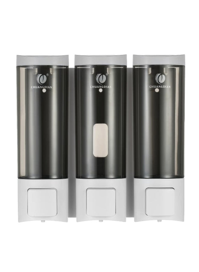 Wall-Mounted Triple Chamber Manual Soap Dispenser White/Black 7.72x7.79x2.52inch