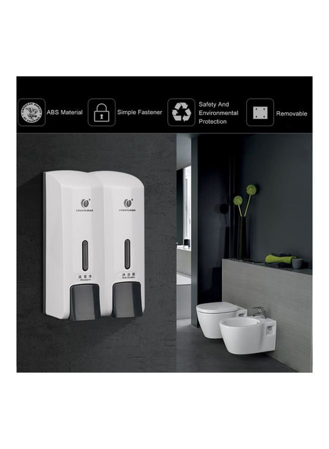 Wall-Mounted Dual Chamber Manual Soap Dispenser White/Grey 120x185x75cm