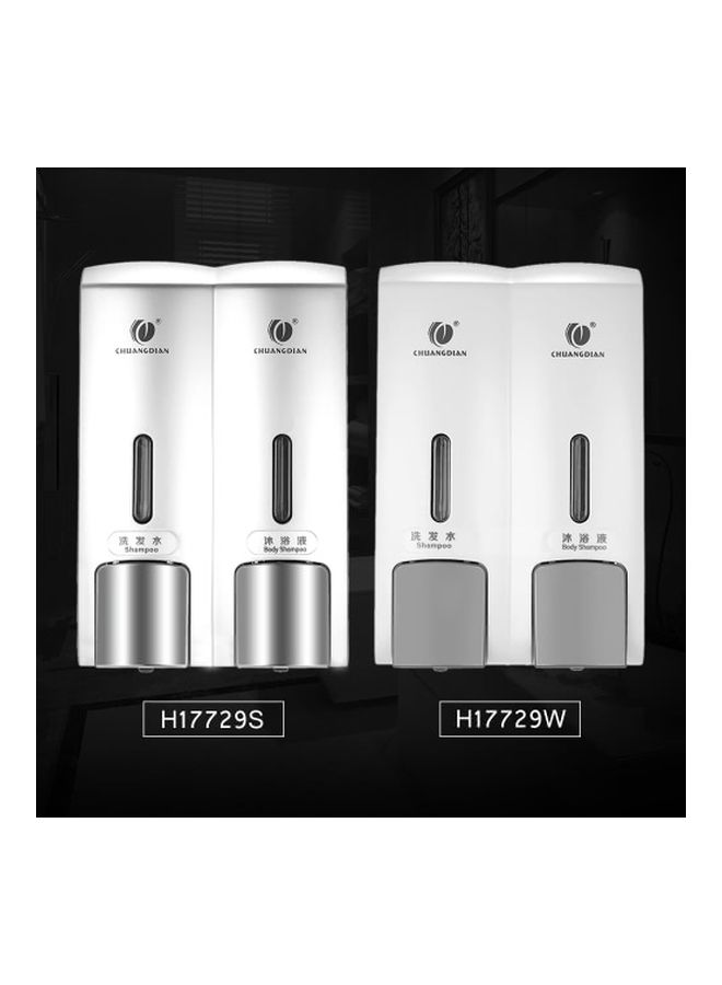 Wall-Mounted Dual Chamber Manual Soap Dispenser White/Grey 120x185x75cm