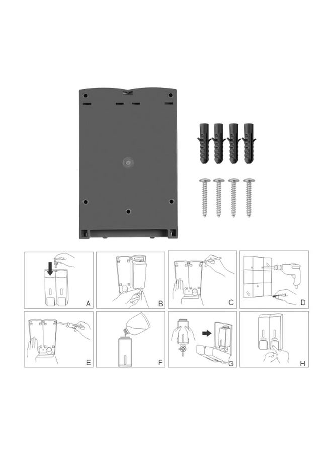 Wall-Mounted Dual Chamber Manual Soap Dispenser White/Grey 120x185x75cm