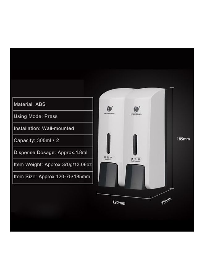 Wall-Mounted Dual Chamber Manual Soap Dispenser White/Grey 120x185x75cm