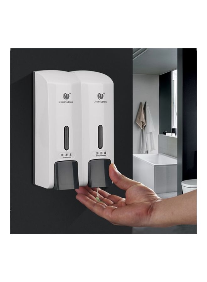 Wall-Mounted Dual Chamber Manual Soap Dispenser White/Grey 120x185x75cm