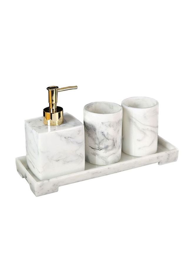 4-Piece Soap Dispenser With Tray Set White