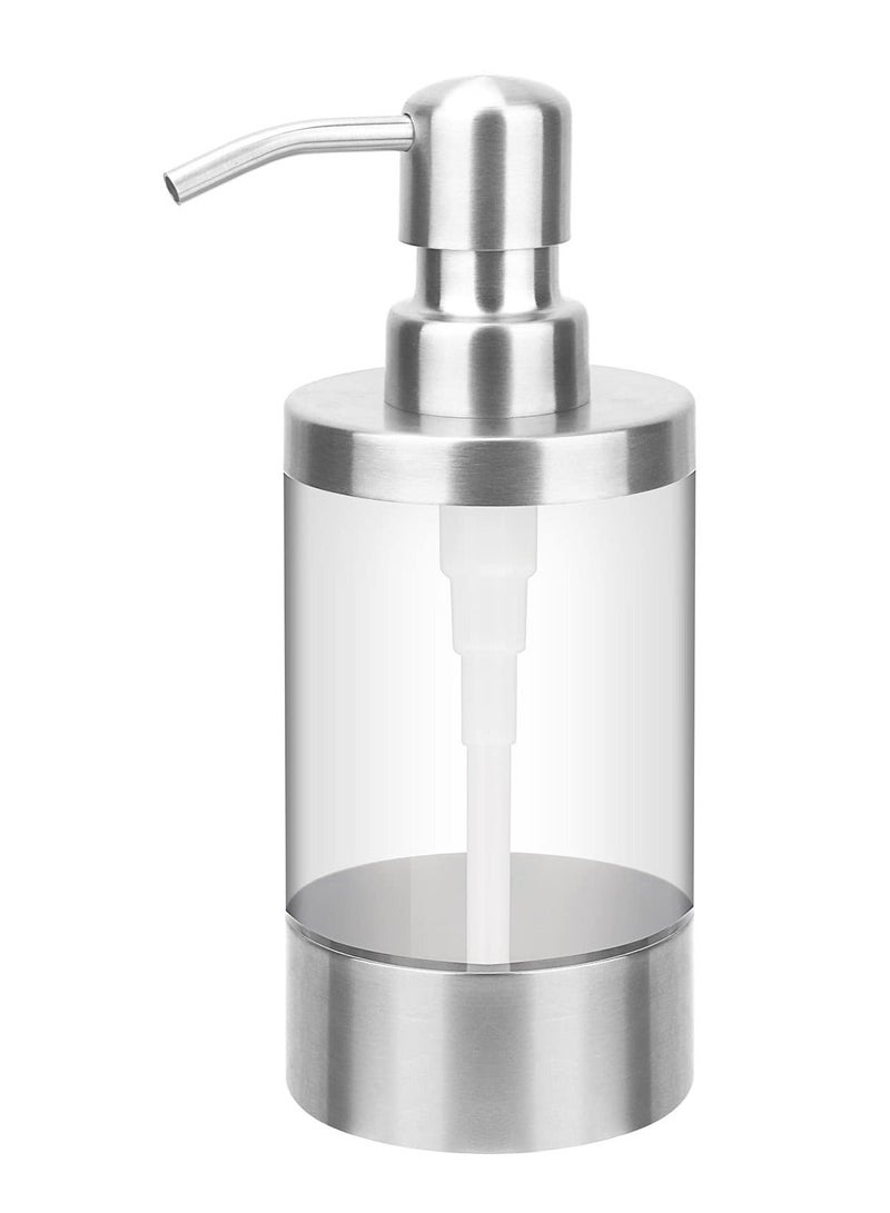 Clear Acrylic Stainless Steel Soap Dispenser, Bottle Washing Up Liquid for Kitchen, Bathroom, Toilet, Shopping Mall, Hotel 250ml