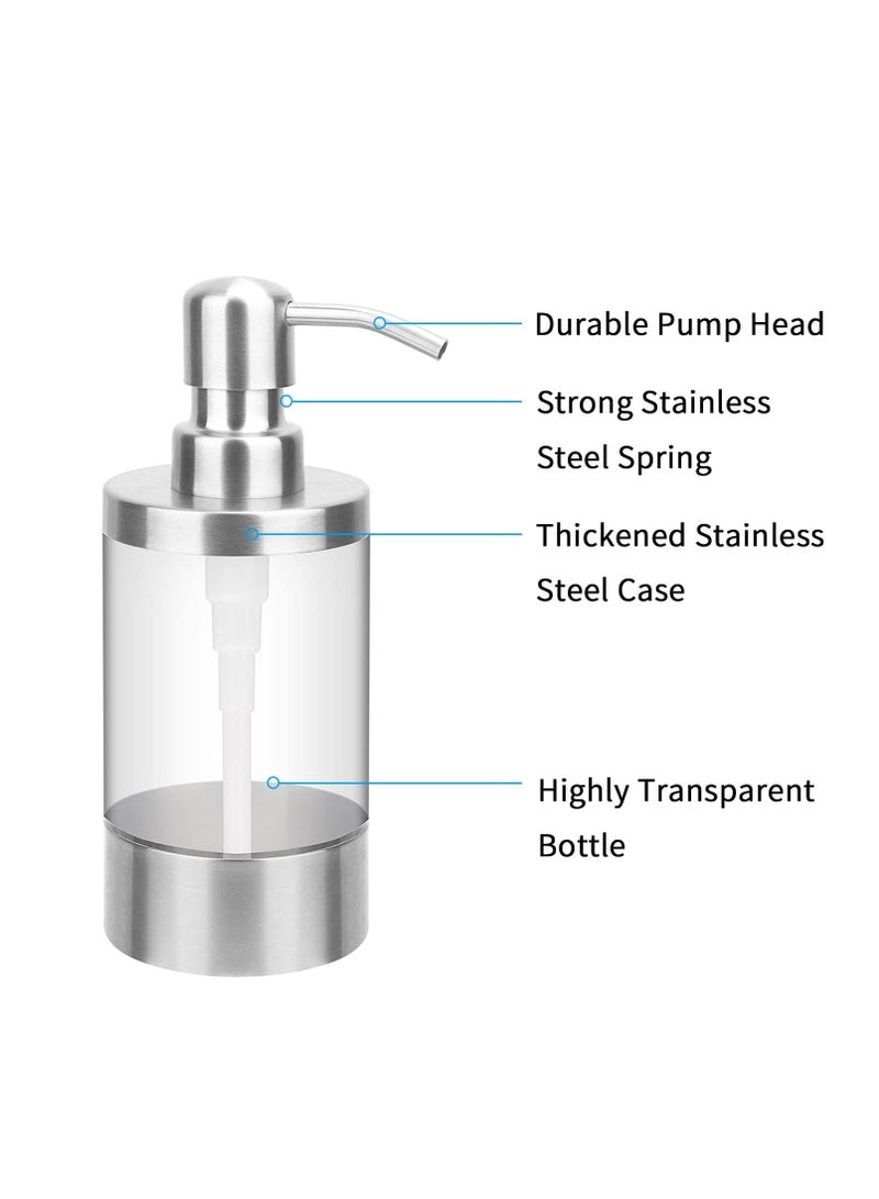 Clear Acrylic Stainless Steel Soap Dispenser, Bottle Washing Up Liquid for Kitchen, Bathroom, Toilet, Shopping Mall, Hotel 250ml