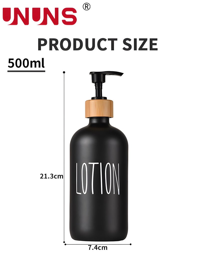 Soap Dispenser Set,2PCS 500ml/17oz Hand Soap And Dish Soap Dispenser With Bamboo Tray,Soap Dispenser For Kitchen Sink And Bathroom(Matte Black)