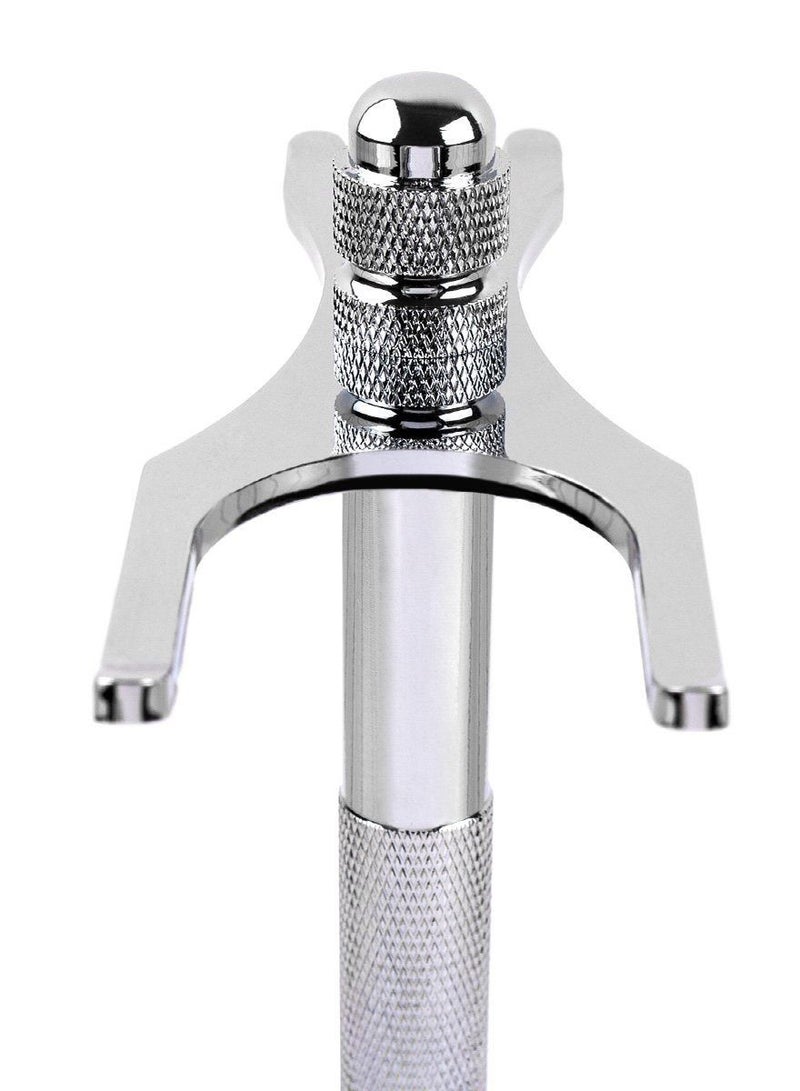 Deluxe Chrome Safety Razor and Brush Stand Holder Fit All Your Shaving Accessories