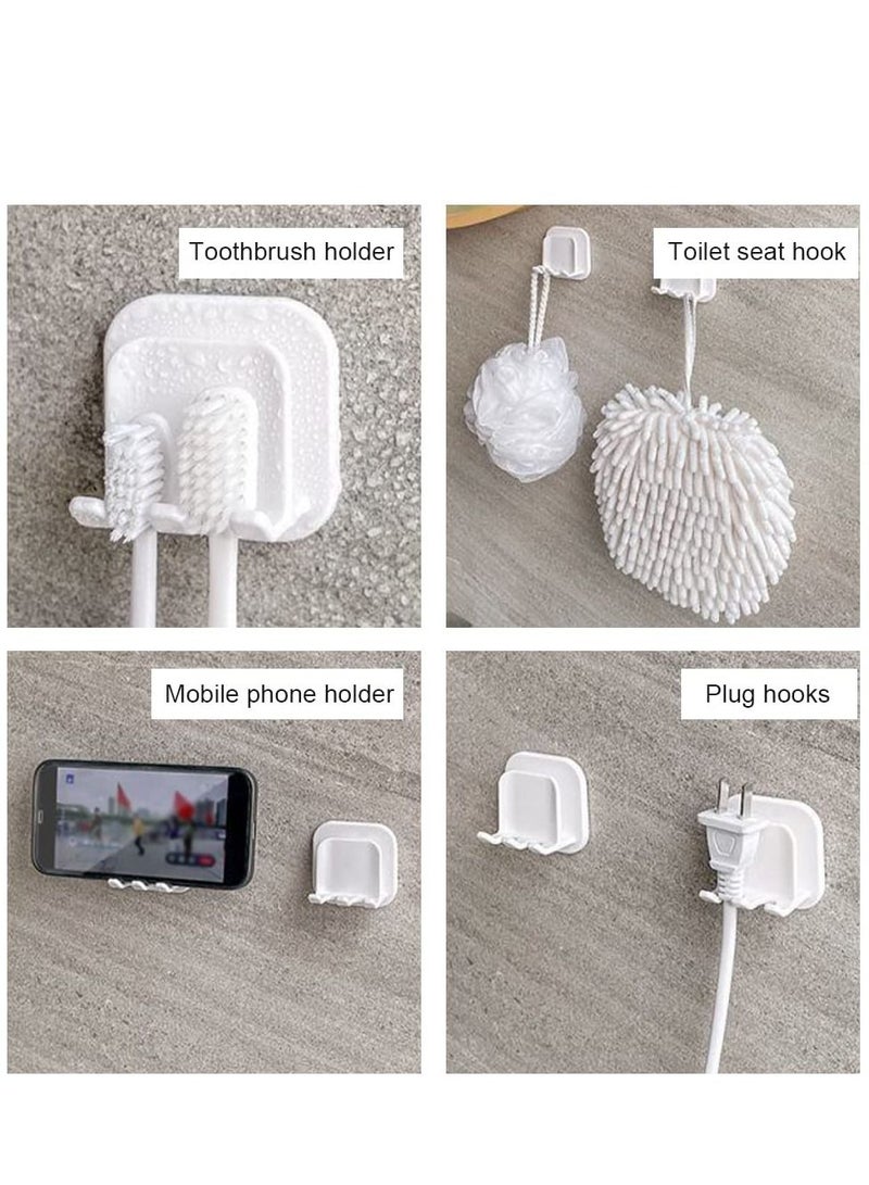 Wall toothbrush holders Set, 4 Pcs Multi Function Razor Holder, Plug Hooks, 6 Self Adhesive Toothpaste Clips, Easy Install, Durable, for Bathroom, Kitchen