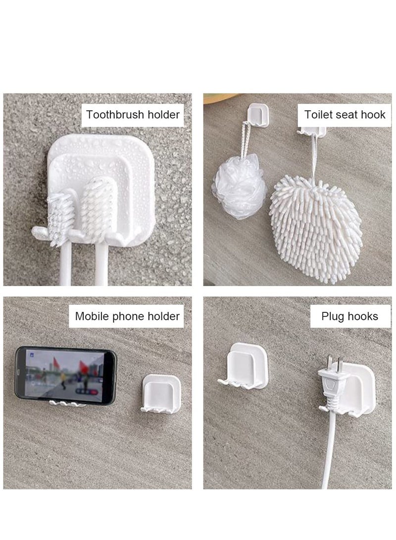 Wall toothbrush holders Set, 4 Pcs Multi Function Razor Holder, Plug Hooks, 6 Pcs Self Adhesive Toothpaste Clips, Easy Install, Durable, for Bathroom, Kitchen