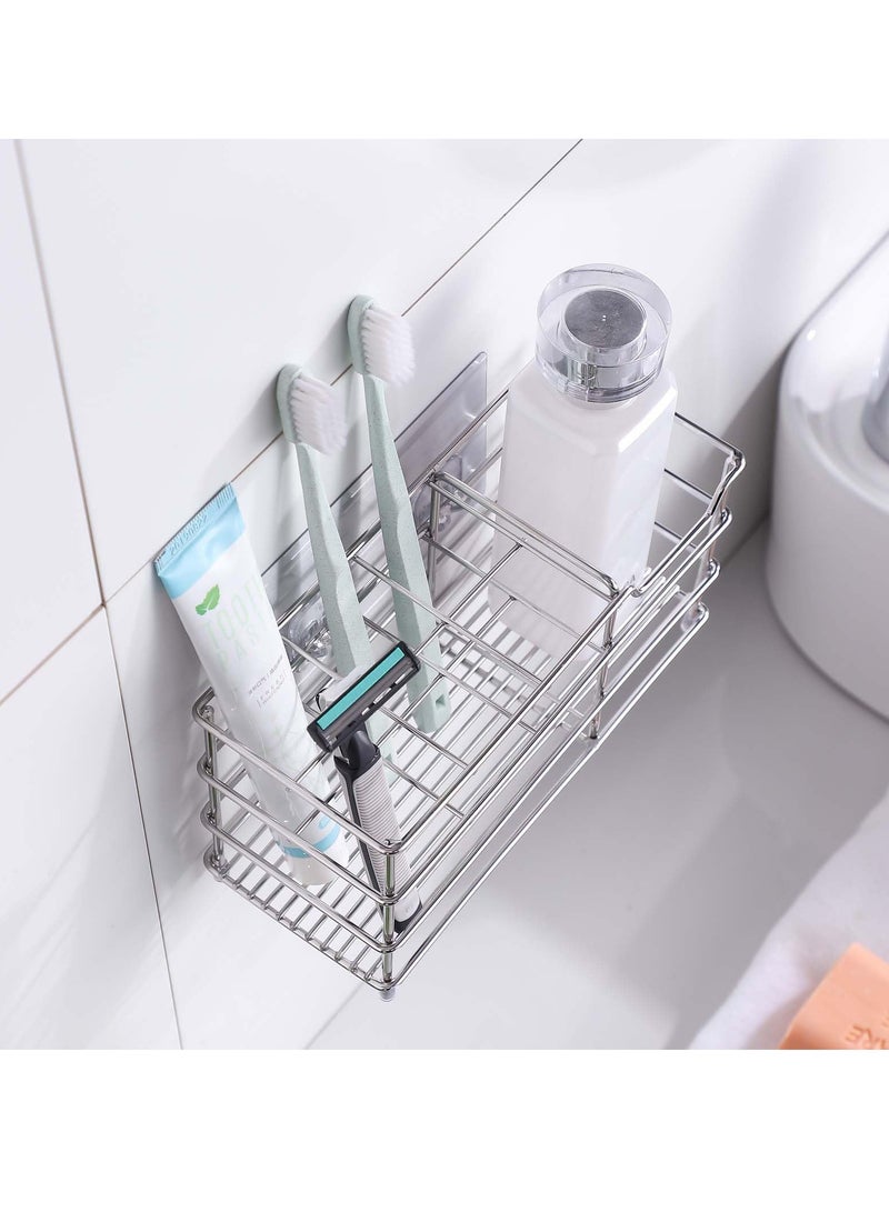 Toothbrush Holder High Capacity Stainless Steel Toothbrush Holder with 7 Slots Durable and Easy to Install No Punching Required Stand Rack for Toothpaste Facial Cleanser Comb Razor Silver