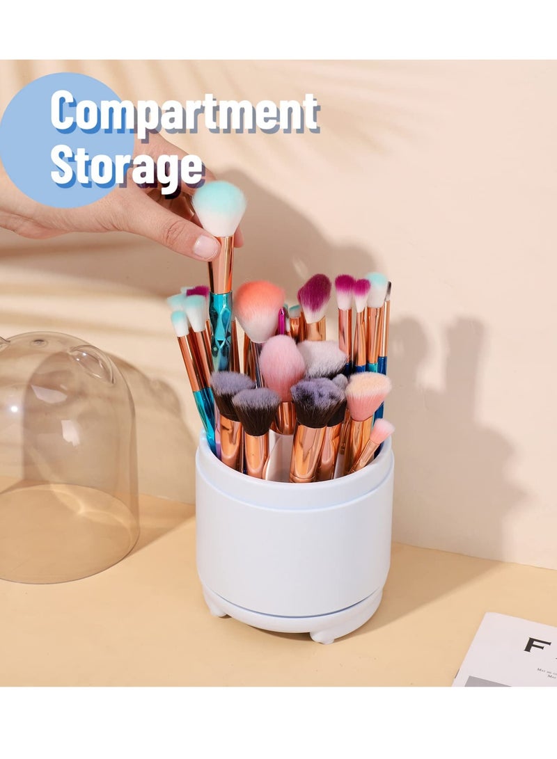 Makeup Brush Holder with Lid, 360 Rotating Makeup Brush Holder Organizer, Dustproof Make Up Brush Organizers and Storage,  for Desk Vanity Desktop Bathroom Countertop