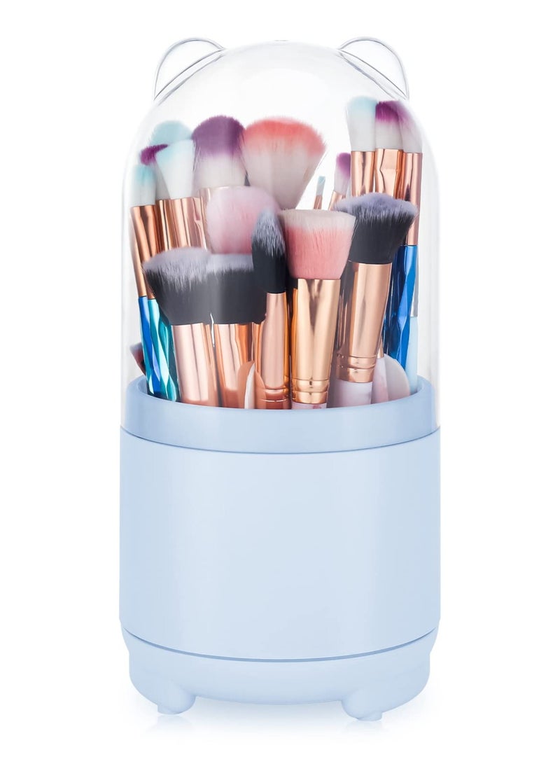 Makeup Brush Holder with Lid, 360 Rotating Makeup Brush Holder Organizer, Dustproof Make Up Brush Organizers and Storage,  for Desk Vanity Desktop Bathroom Countertop