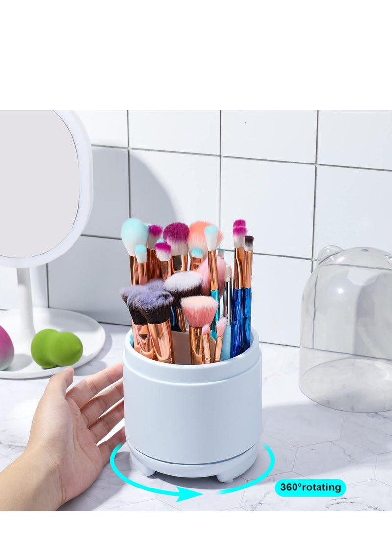 Makeup Brush Holder with Lid, 360 Rotating Makeup Brush Holder Organizer, Dustproof Make Up Brush Organizers and Storage,  for Desk Vanity Desktop Bathroom Countertop