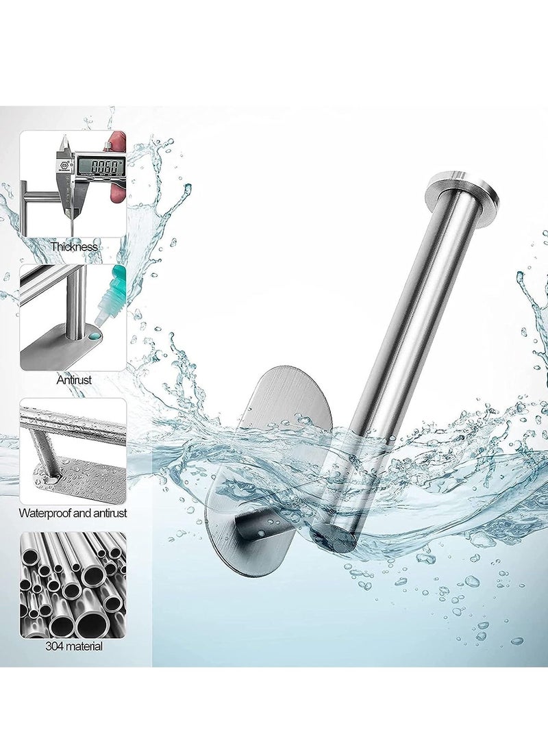 Adhesive Toilet Paper Holder  Self Adhesive Toilet Roll Holder for Bathroom Kitchen Stick on Wall Stainless Steel Brushed Silver 2pcs