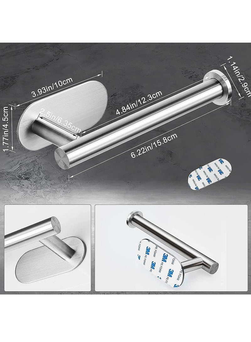 Adhesive Toilet Paper Holder  Self Adhesive Toilet Roll Holder for Bathroom Kitchen Stick on Wall Stainless Steel Brushed Silver 2pcs