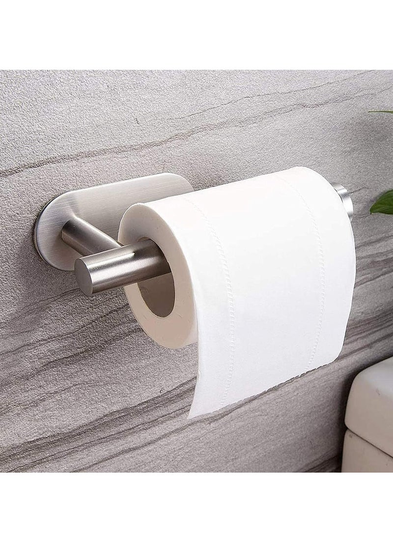 Adhesive Toilet Paper Holder  Self Adhesive Toilet Roll Holder for Bathroom Kitchen Stick on Wall Stainless Steel Brushed Silver 2pcs