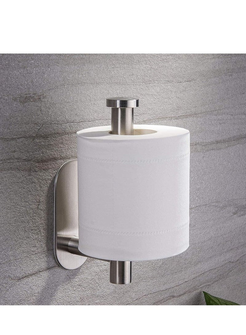 Adhesive Toilet Paper Holder  Self Adhesive Toilet Roll Holder for Bathroom Kitchen Stick on Wall Stainless Steel Brushed Silver 2pcs