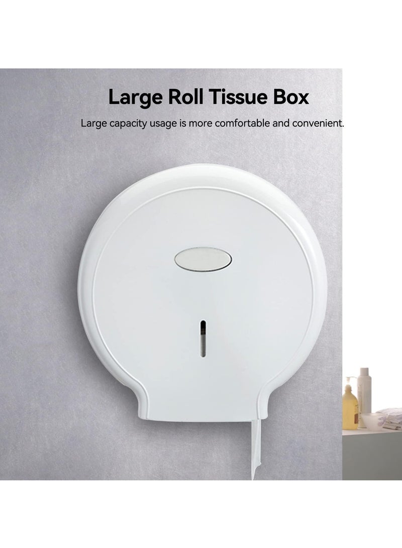Wall Mounted Toilet Roll Dispenser 10.6×11.0×4.7inch Jumbo Toilet Paper Holder for Bathroom Waterproof and Durable No Punching Required Plastic Paper Dispenser for School Bathroom Office White
