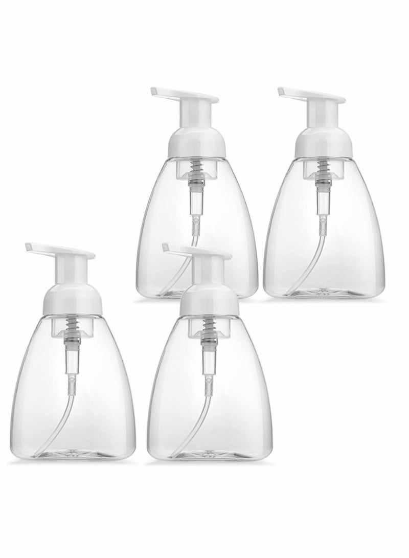 Foaming Soap Dispenser 4 Pack Hand Soap Dispensers Refillable Plastic Foam Soap Dispenser Bottle Oval with White Pumps Empty Plastic Liquid Soap Pump Bottles for Kitchen Bathroom