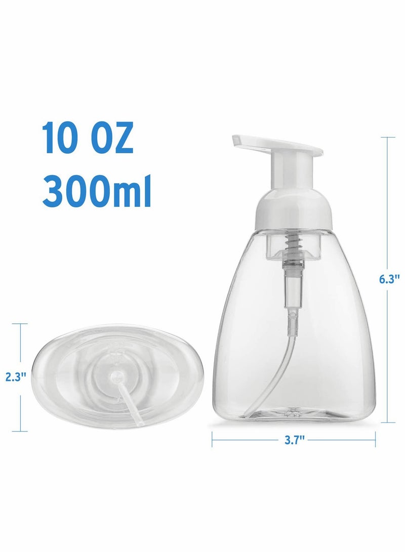 Foaming Soap Dispenser 4 Pack Hand Soap Dispensers Refillable Plastic Foam Soap Dispenser Bottle Oval with White Pumps Empty Plastic Liquid Soap Pump Bottles for Kitchen Bathroom