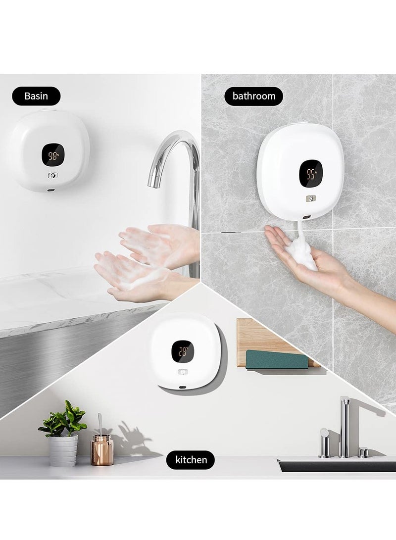 Automatic Soap Dispenser Wall Mounted Foaming Soap Dispenser with Clock Temp and Humidity Dispenser for Bathroom