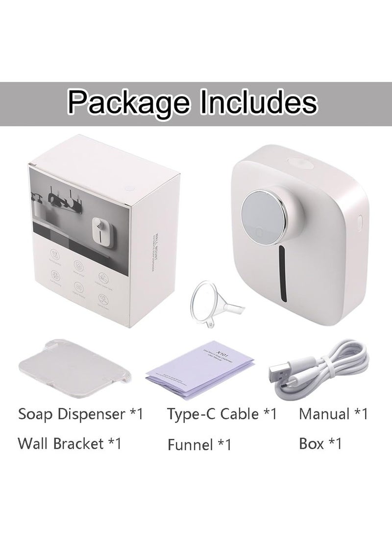 Touchless Automatic Foaming Hand Soap Dispenser, Wall-Mount, Rechargeable Motion Sensor Smart Foam Dispenser for Bathroom, Home, Business, Commercial Kitchen