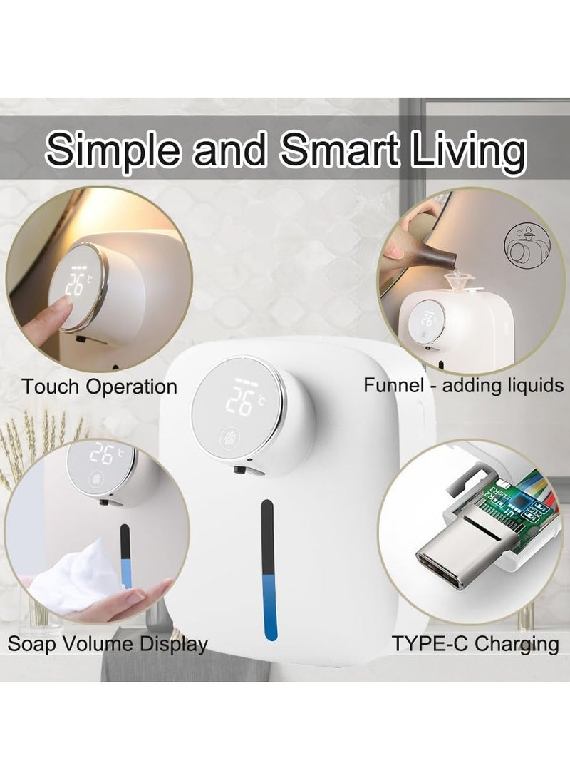 Touchless Automatic Foaming Hand Soap Dispenser, Wall-Mount, Rechargeable Motion Sensor Smart Foam Dispenser for Bathroom, Home, Business, Commercial Kitchen