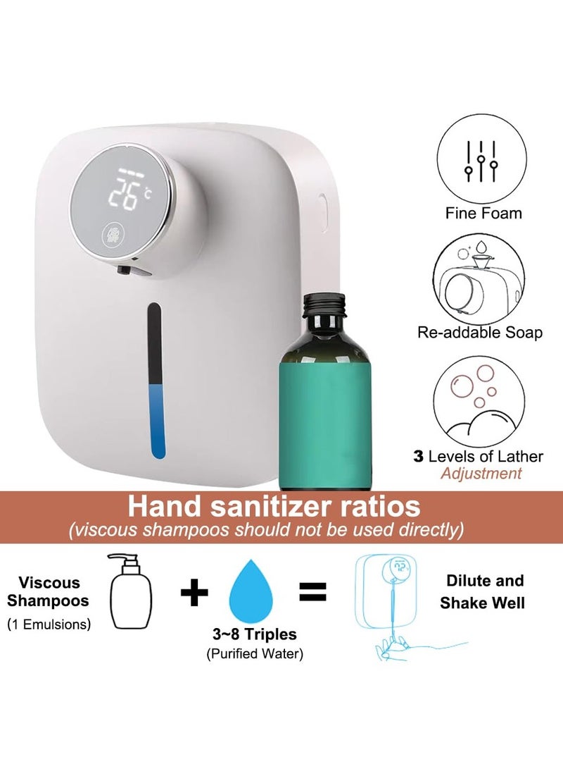 Touchless Automatic Foaming Hand Soap Dispenser, Wall-Mount, Rechargeable Motion Sensor Smart Foam Dispenser for Bathroom, Home, Business, Commercial Kitchen