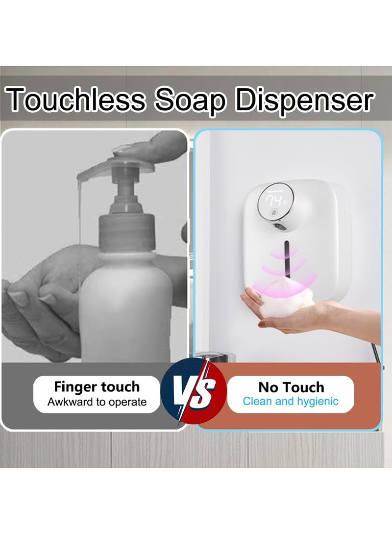 Touchless Automatic Foaming Hand Soap Dispenser, Wall-Mount, Rechargeable Motion Sensor Smart Foam Dispenser for Bathroom, Home, Business, Commercial Kitchen