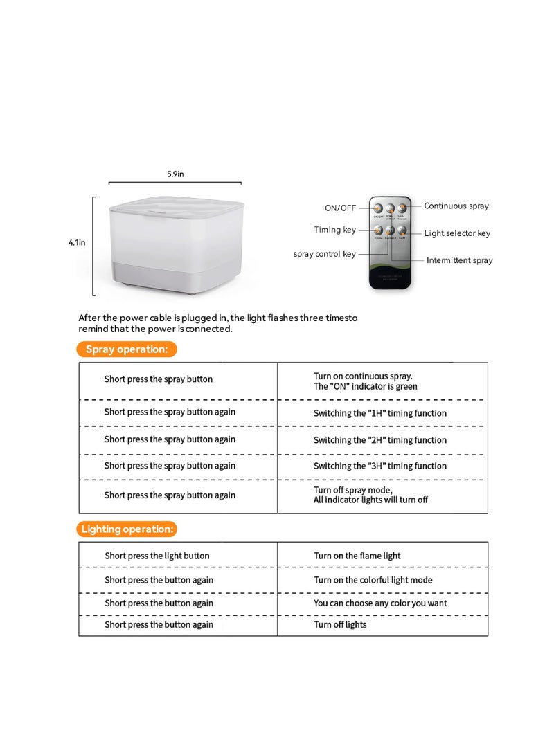 Humidifier for Bedroom, Quiet Sleep Mode, 7 Color Ambient Night Light, Timer and Auto Off, Suitable for Home, Large Room, Baby, and Plant (White)