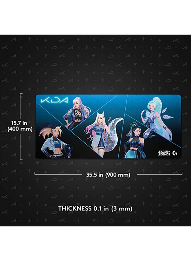 G840 K/DA XL Cloth Gaming Mouse Pad, 3 mm Thin Pad, Stable Rubber Base, Official League of Legends Gaming Gear